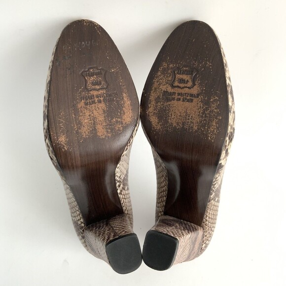 Stuart Weitzman Pumps Women Size 8N Snake Print High Block Heel Narrow Width - Picture 9 of 11